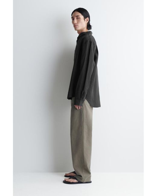 COS Black Relaxed Linen Shirt for men
