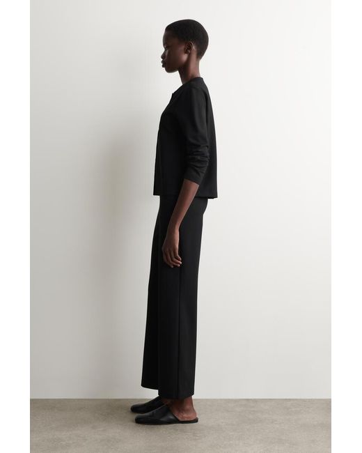 COS Black Jersey Flared Trousers