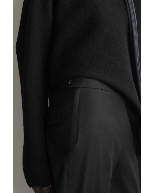 COS Black Wool-Flannel Straight-Leg Trousers