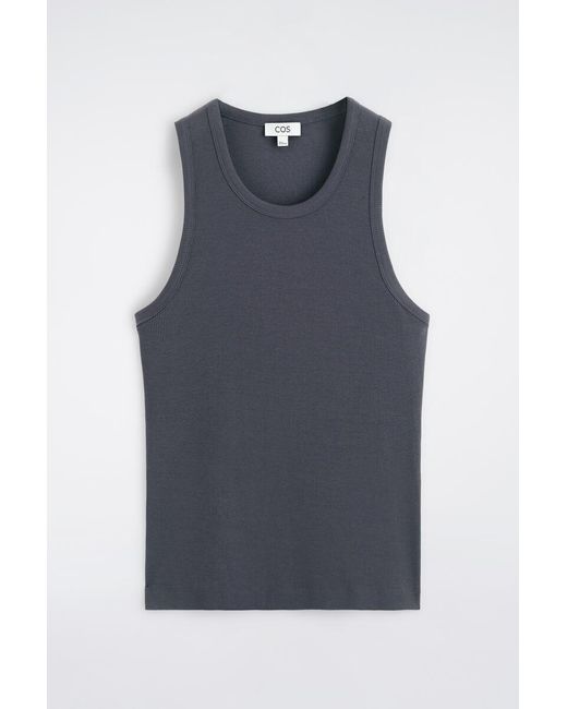 COS Blue Slim Ribbed Cotton Tank Top for men