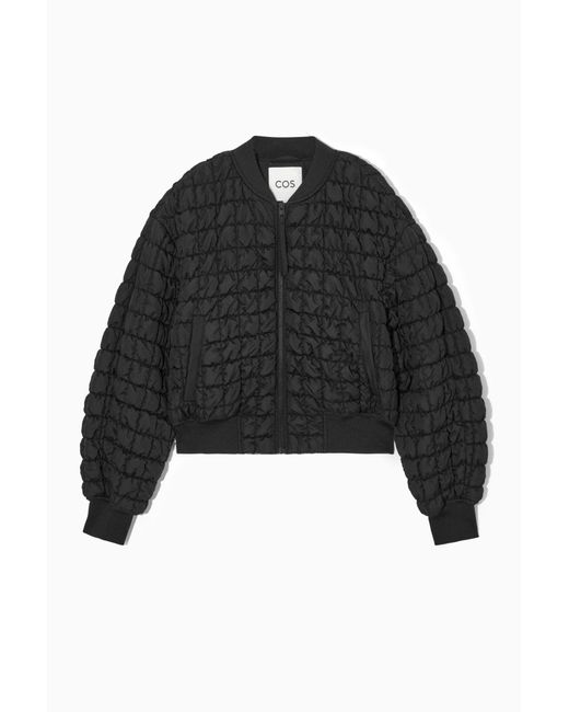 COS Black Quilted Bomber Jacket
