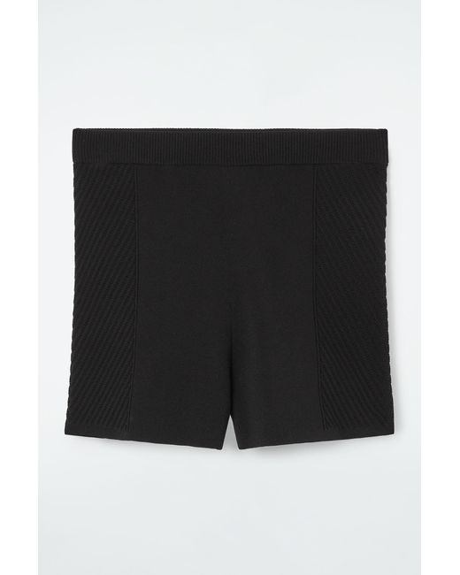 COS Black Ribbed-knit Shorts