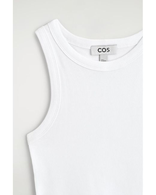 COS White Ribbed Cotton Tank Top