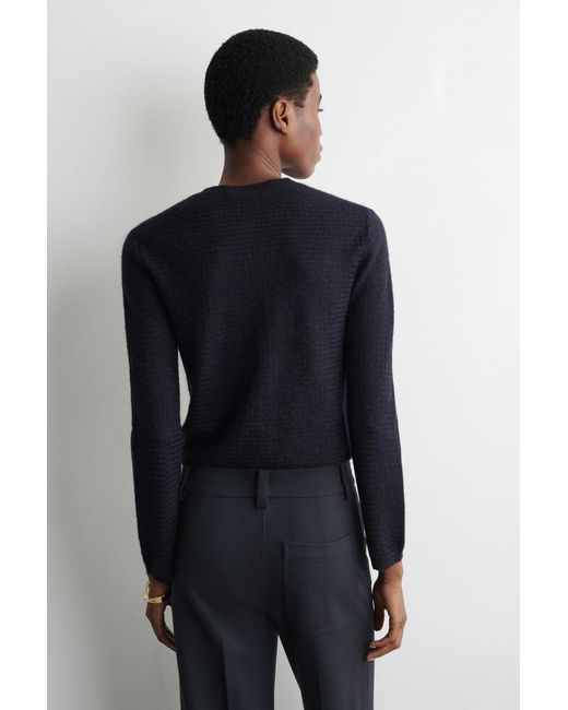 COS Blue Zigzag-Knit Mohair-Blend Cardigan