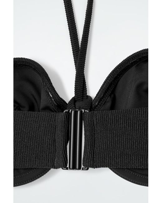 COS Black Ribbed Underwired Halterneck Bikini Top