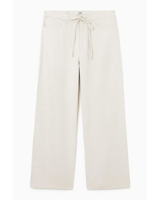 COS White Wide-leg Drawstring Trousers