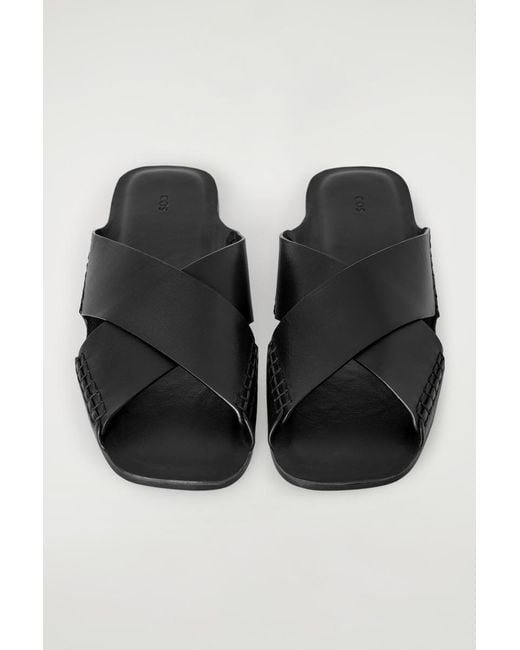 COS Black Crossover Leather Sandals