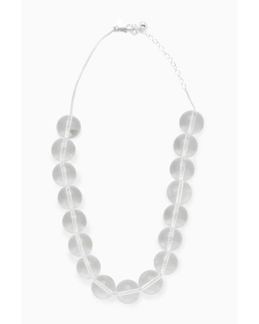 COS White Recycled-glass Beaded Necklace