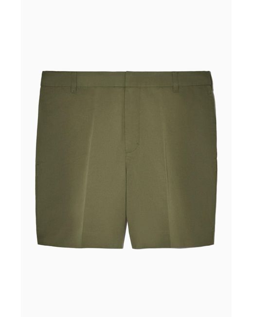COS Linen Relaxedfit Shorts in Green for Men Lyst