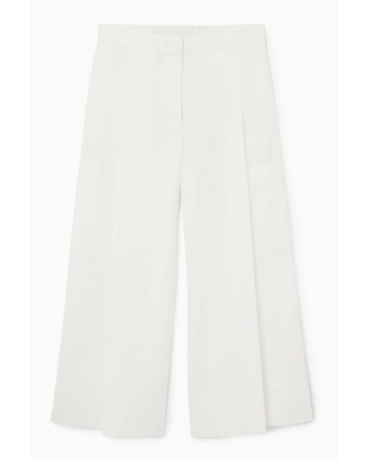 COS White Elasticated Pleated Culottes