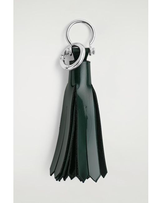 COS Green Tasseled Leather Keyring for men