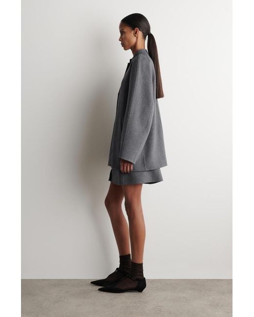 COS Gray Rounded Double-Faced Wool Jacket