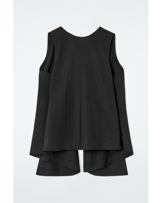 COS Black Deconstructed Open-Back Wool Top