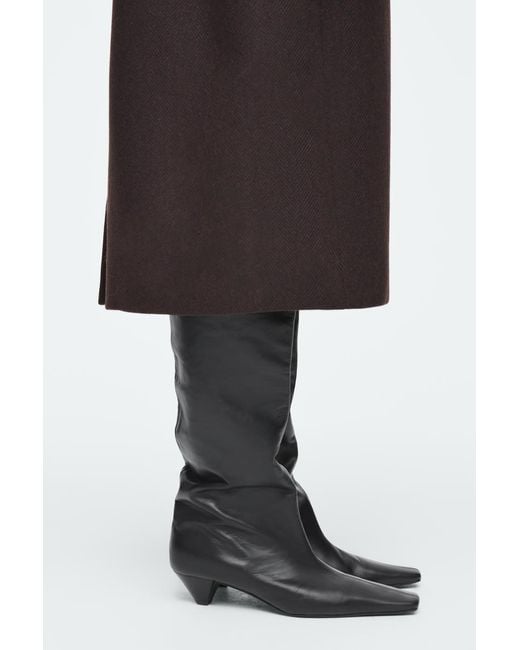 COS Black Slouched Leather Knee-High Boots