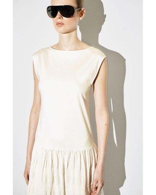 COS White Tiered Gathered Midi Dress
