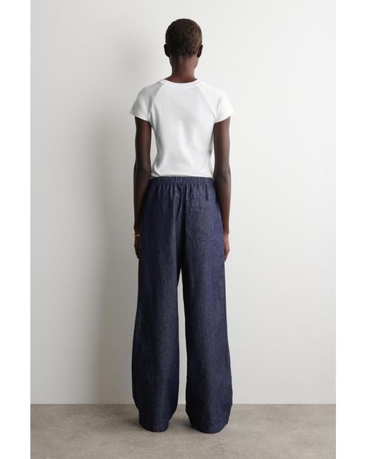 COS Blue Denim Wide-leg Drawstring Trousers