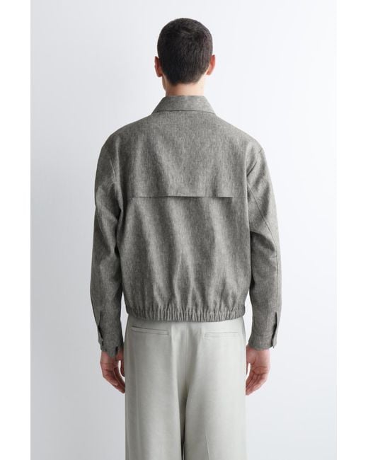 COS Gray Linen Blouson Jacket for men