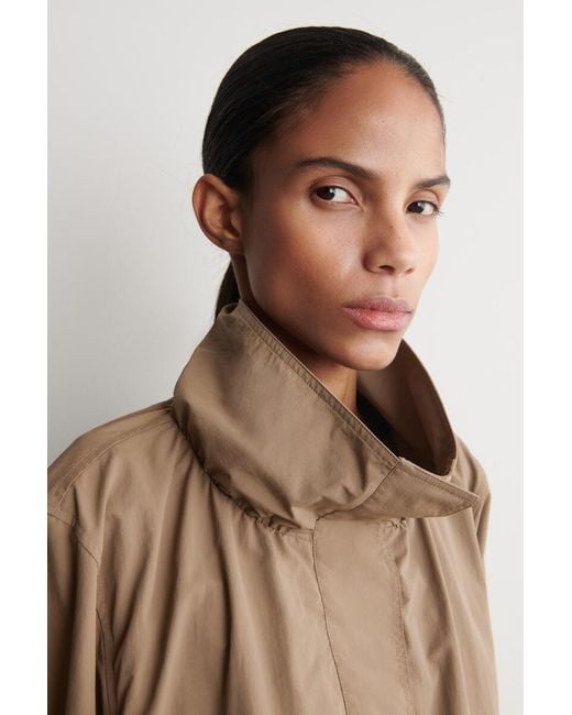 COS Nylon Funnel-Neck Jacket in Natural | Lyst