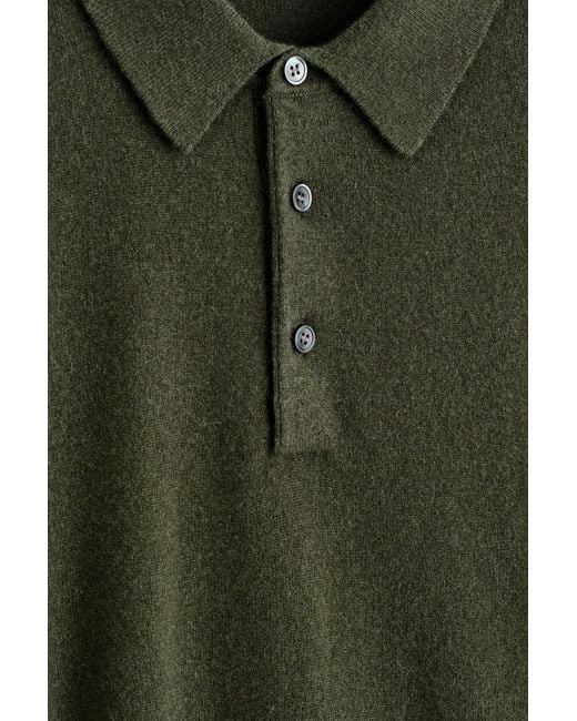 COS Seamless Cashmere Polo Shirt in Green for Men | Lyst