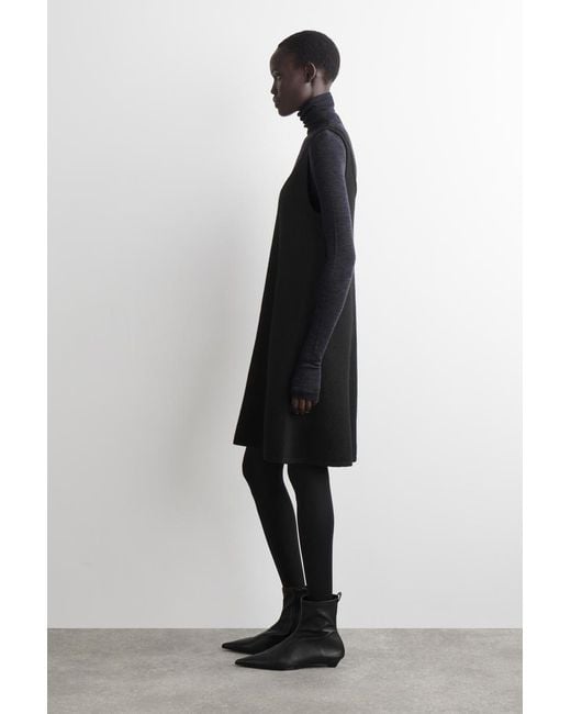 cos a line mini dress COS Women's Boiled-Wool A-Line Mini Dress in Black | Wool