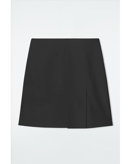COS Black Wrap-effect Wool Mini Skirt
