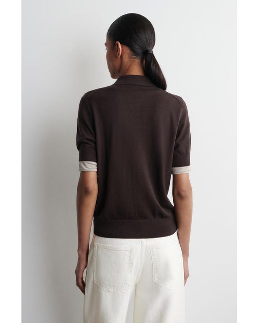 COS Blue Shrunken Wool-Blend Polo Shirt