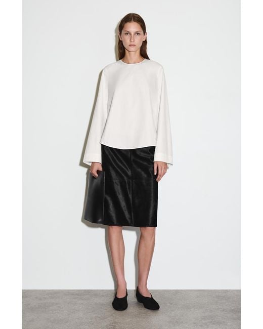 COS White Curved-Hem Cotton Blouse