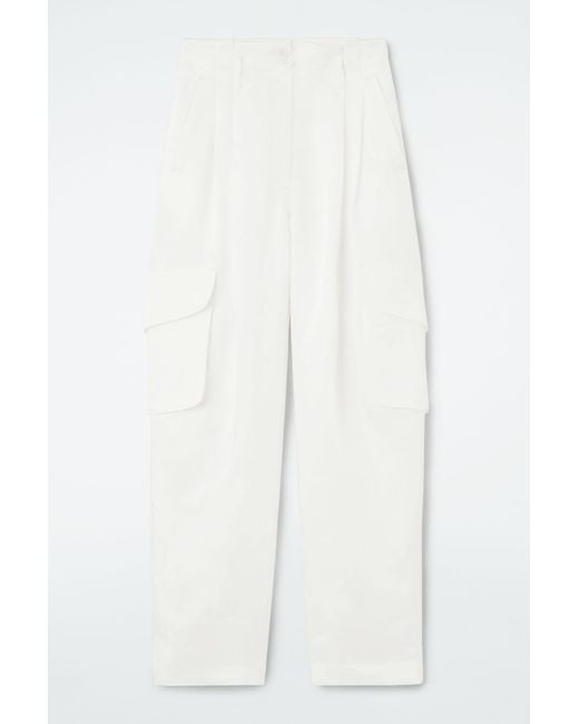 COS White Floral Jacquard Utility Pants