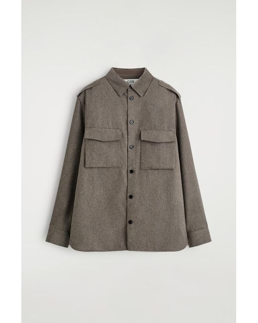 COS Gray Button-Down Collar Wool Shirt for men