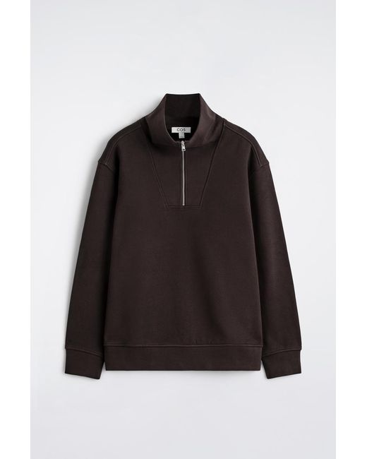COS Black Mock-Neck Zip-Up Sweatshirt for men