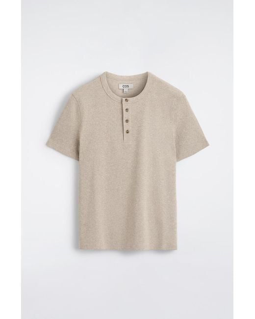 COS Natural Slim-Fit Ribbed Henley T-Shirt for men