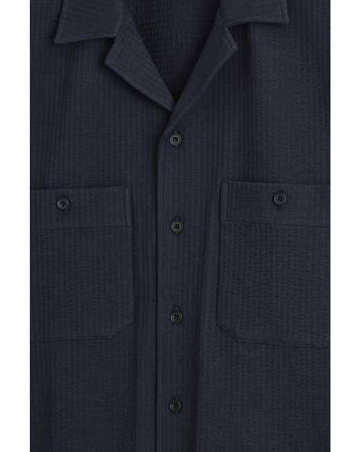 COS Blue Cotton-Seersucker Resort Shirt for men
