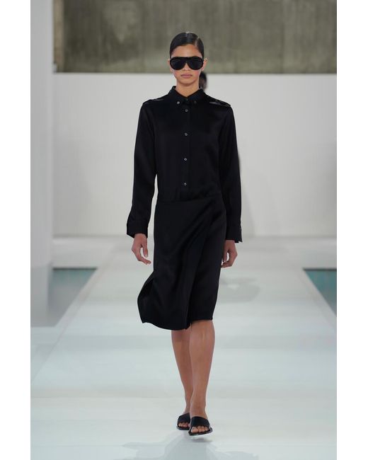 COS Black Satin Wrap Skirt