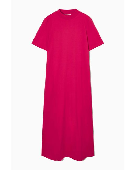 COS Pink Mock-neck Maxi T-shirt Dress