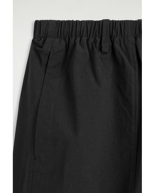 COS Black Cotton Barrel-Leg Utility Pants