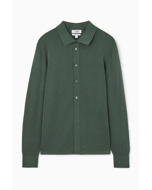 COS Green Knitted Silk-blend Overshirt for men