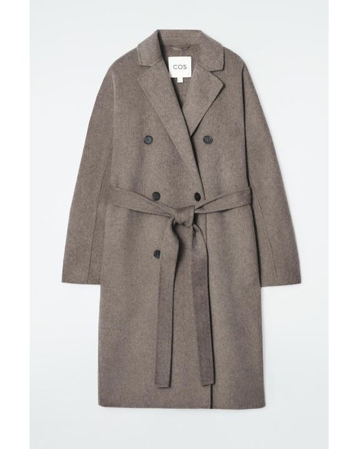 COS Brown Zweireihiger Oversized-Wollmantel