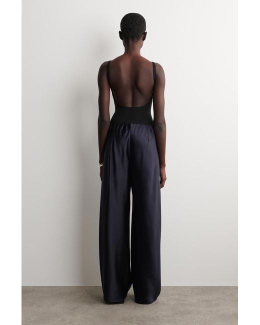 COS Blue Satin Wide-Leg Trousers