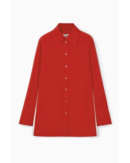 COS Red Relaxed Side-stripe Shirt