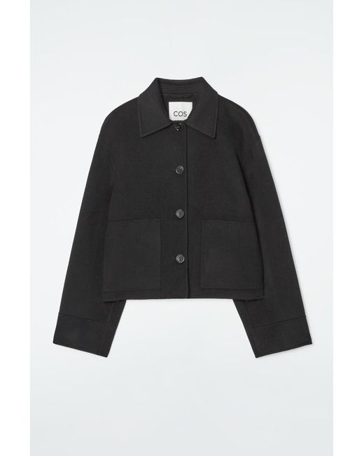 COS Boxy Double-faced Wool Jacket in Black | Lyst