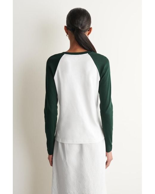 COS Black Long-Sleeved Cotton Raglan T-Shirt