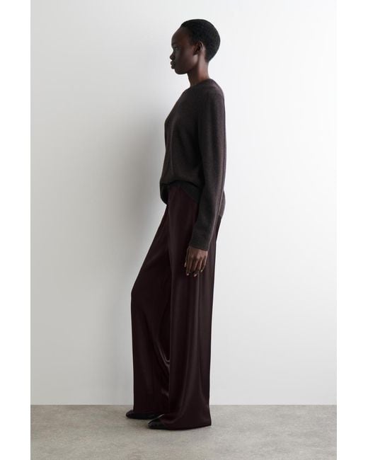 COS Brown Satin Wide-Leg Trousers
