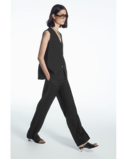 COS Black Tailored Linen-blend Trousers
