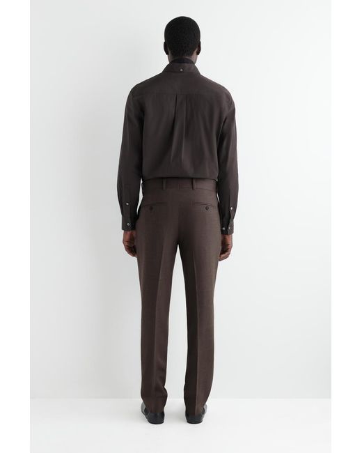 COS Brown Wool Regular-Fit Tapered Trousers for men