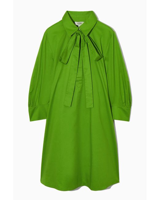 COS Green Bow Mini Shirt Dress