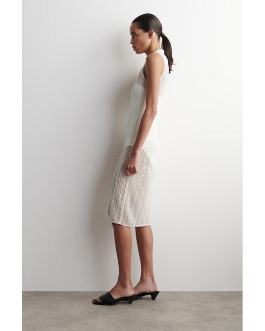 COS White Sheer Lace-Knit Dress