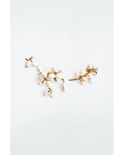 COS Metallic Freshwater Pearl Climber Earrings