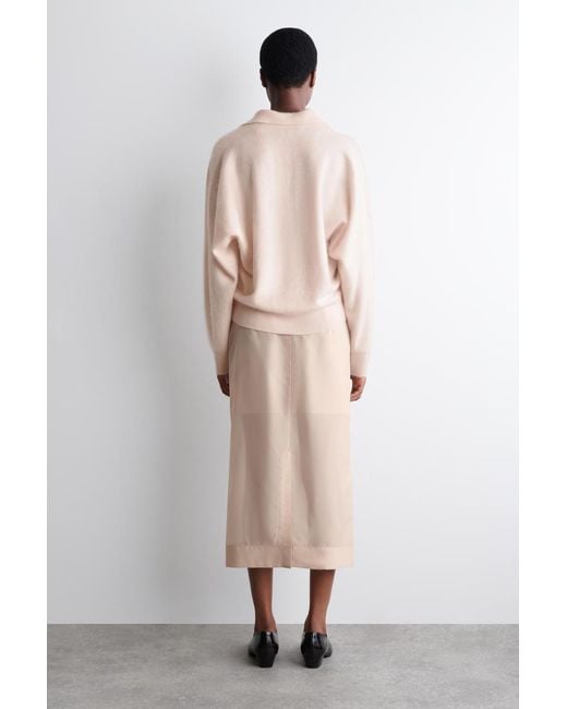 COS Pink Brushed-Cashmere Polo Sweater