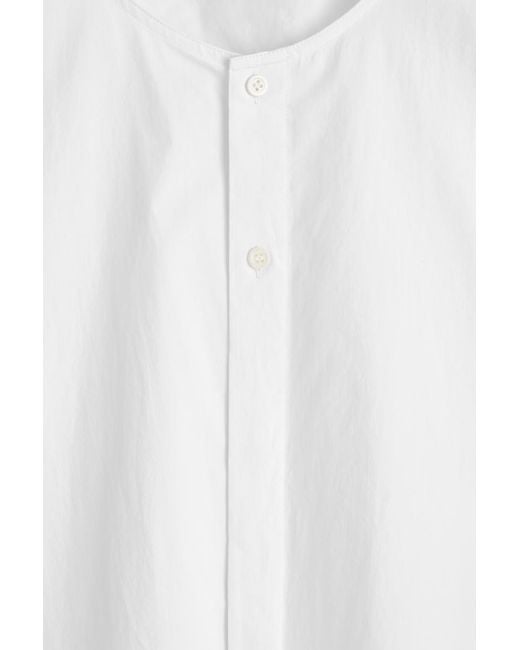 COS White Collarless Pima Cotton Shirt for men