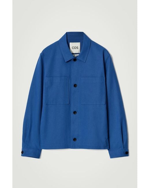COS Blue Relaxed Utility Overshirt for men